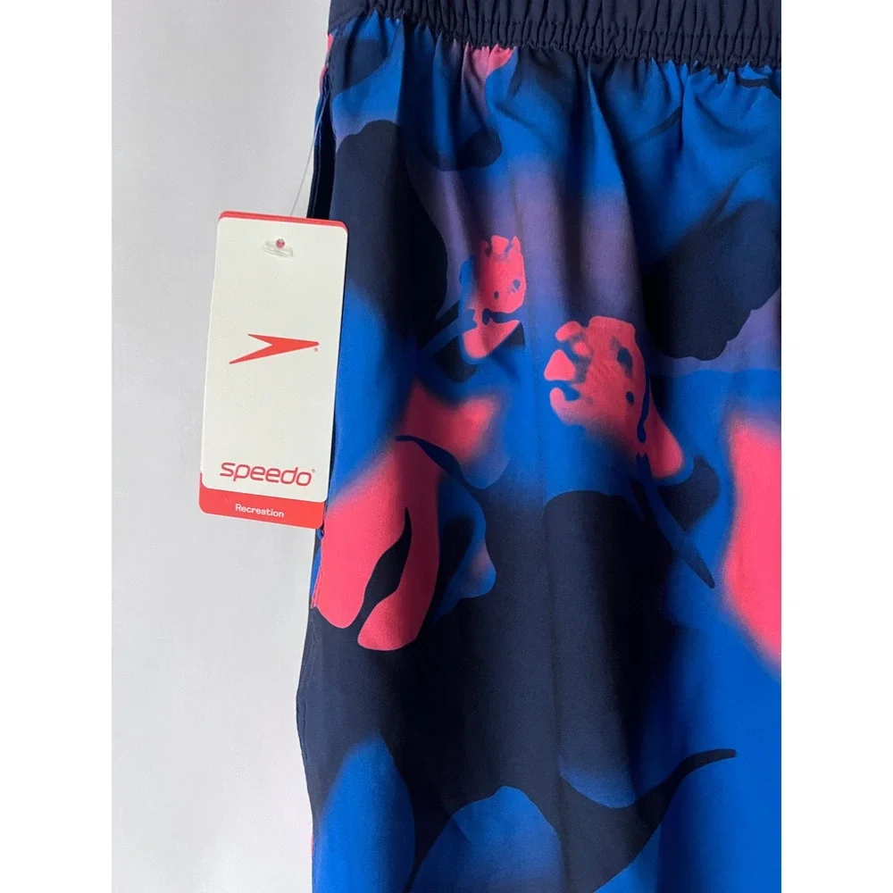 Speedo‎ Men's Blue Pink Swim Trunks Shorts Board Shorts Size Medium